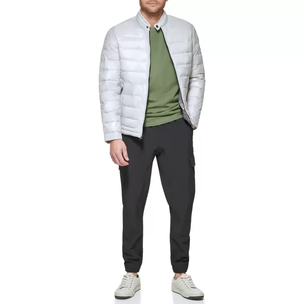 DKNY Mens Perlized Lightweight Quilted Puffer JacketIce