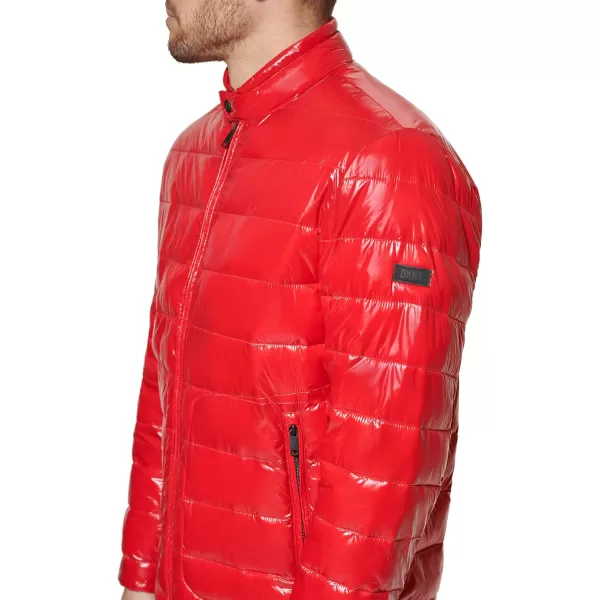 DKNY Mens Perlized Lightweight Quilted Puffer JacketRed