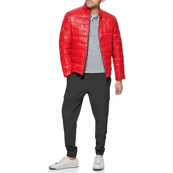 DKNY Mens Perlized Lightweight Quilted Puffer JacketRed