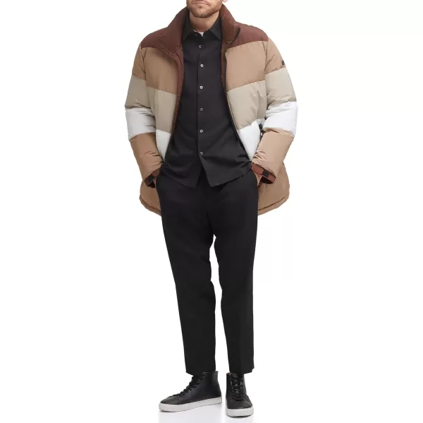 DKNY Mens Quilted Walking Fashion PufferBrown Combo