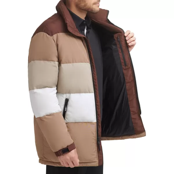 DKNY Mens Quilted Walking Fashion PufferBrown Combo