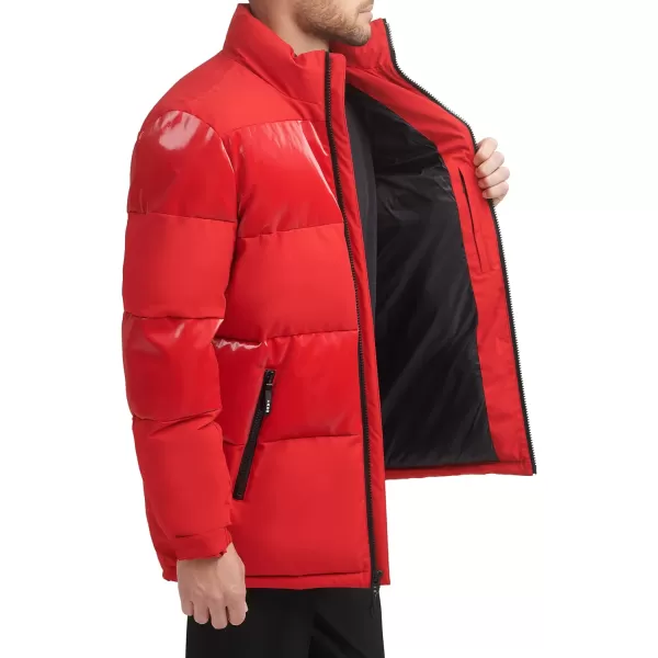 DKNY Mens Quilted Walking Fashion PufferShiny Red