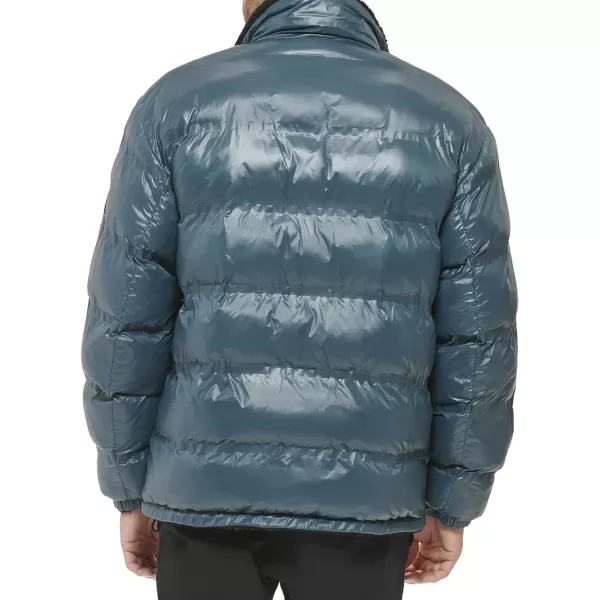 DKNY Mens Reversible Sherpa Puffer JacketTeal