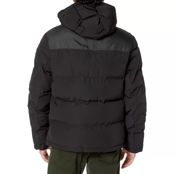 DKNY Mens Shawn Quilted Mixed Media Hooded Puffer JacketBlack