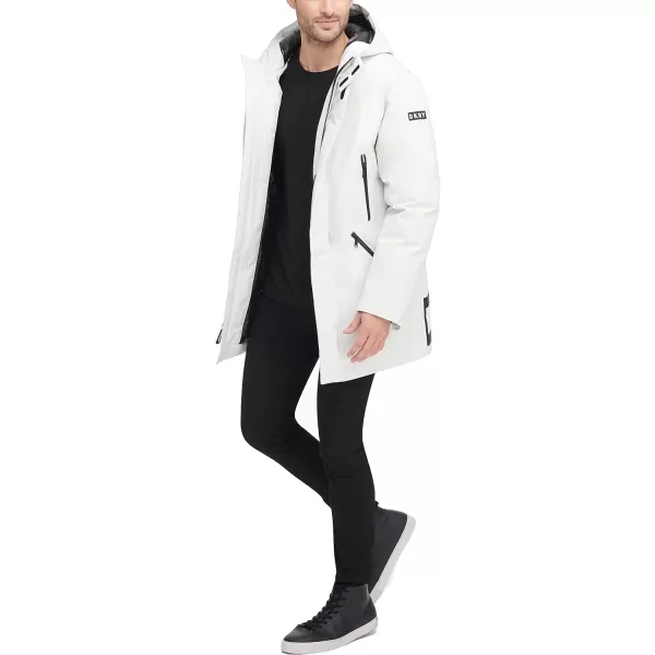 DKNY Mens Water Resistant Hooded Logo Parka JacketIce