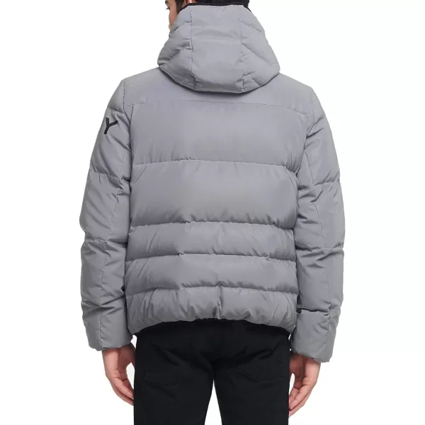 DKNY Mens Water Resistant Ultra Loft Hooded Logo Puffer Jacket Standard and Big amp TallReflective