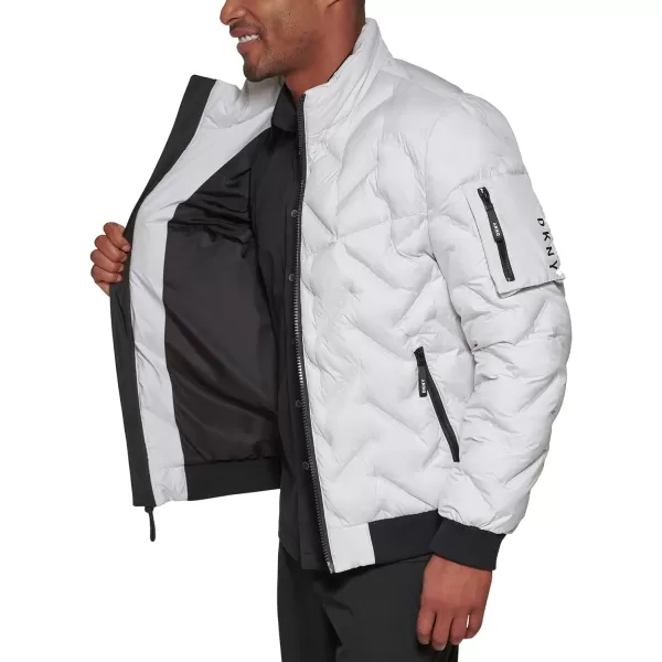 DKNY Mens Welded Quilted Bomber JacketGrey