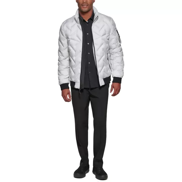 DKNY Mens Welded Quilted Bomber JacketGrey