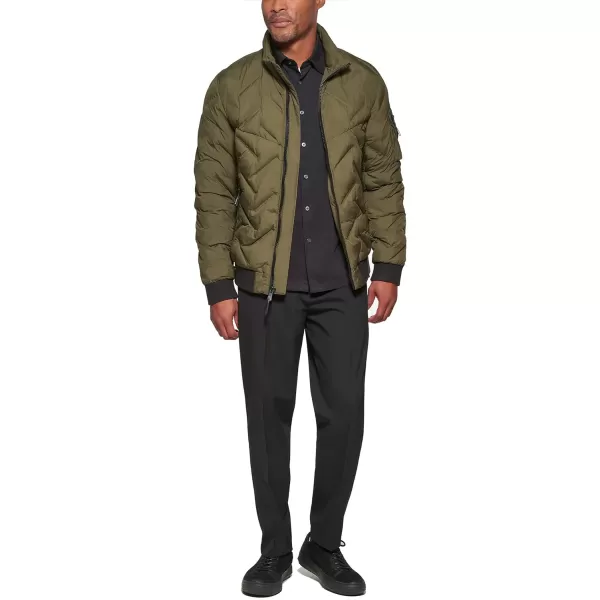 DKNY Mens Welded Quilted Bomber JacketOlive