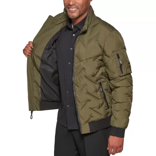 DKNY Mens Welded Quilted Bomber JacketOlive