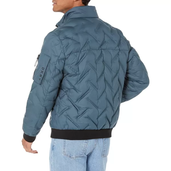 DKNY Mens Welded Quilted Bomber JacketTeal