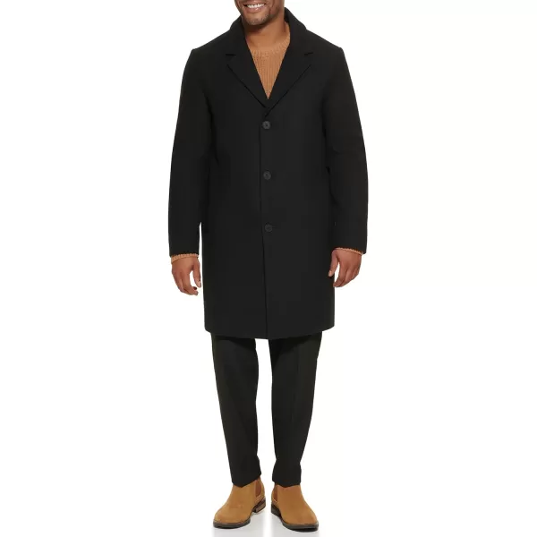 DKNY Mens Wool Blend Notch Collar CoatBlack