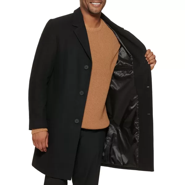 DKNY Mens Wool Blend Notch Collar CoatBlack