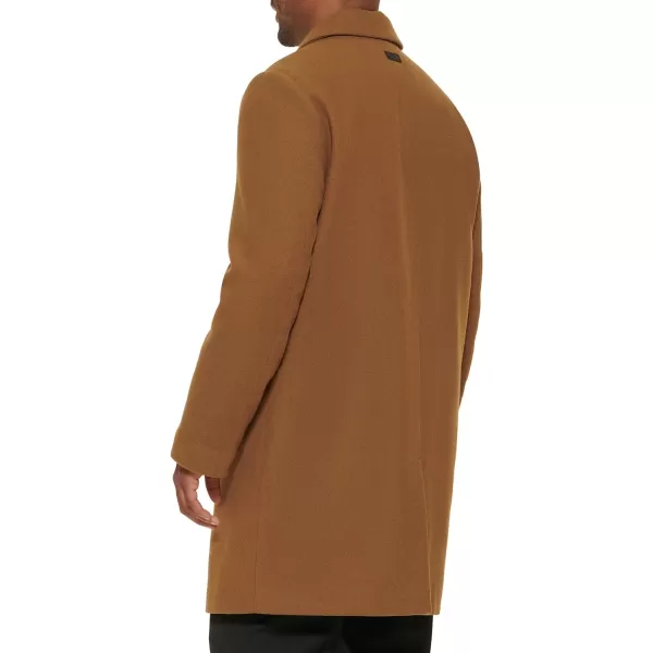 DKNY Mens Wool Blend Notch Collar CoatCamel