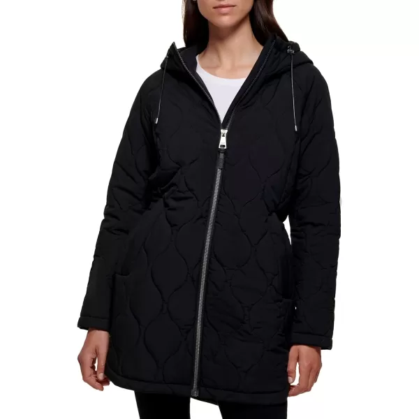 DKNY Womens Cold Weather Outerwear PufferBlack