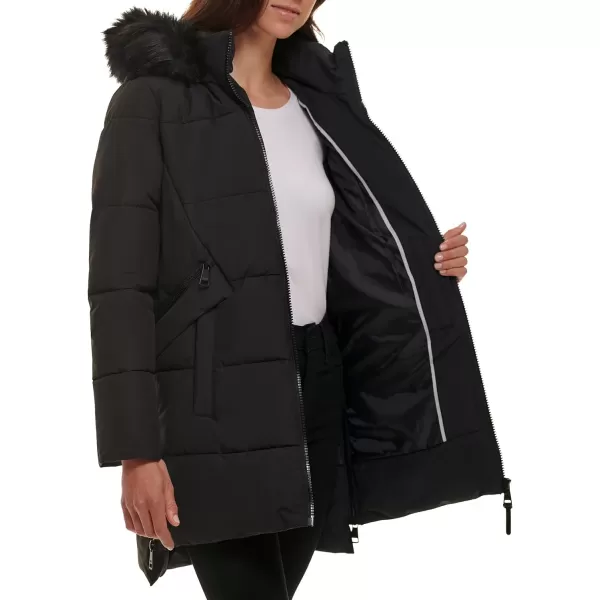 DKNY Womens Cold Weather Outerwear PufferBlack