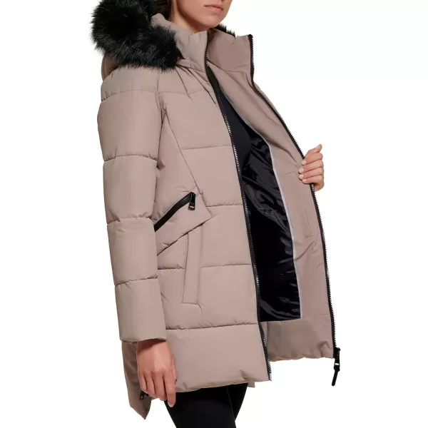 DKNY Womens Cold Weather Outerwear PufferDark Thistle