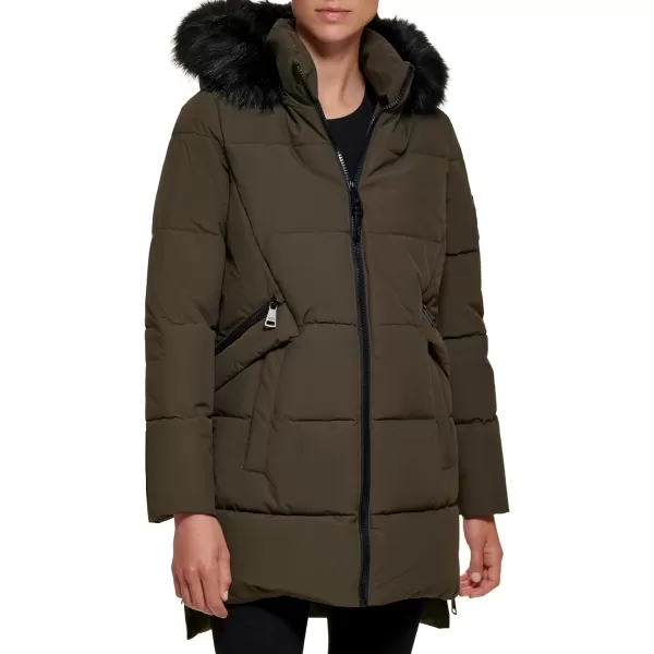 DKNY Womens Cold Weather Outerwear PufferLoden Multi