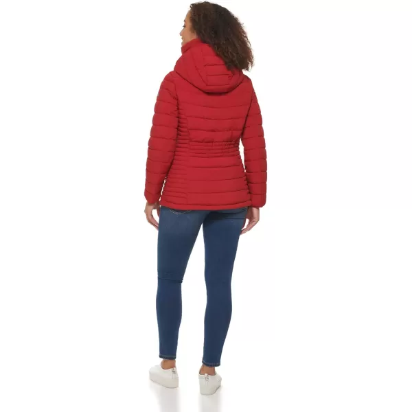 DKNY Womens Everyday Outerwear Packable Stretchy JacketRio Red