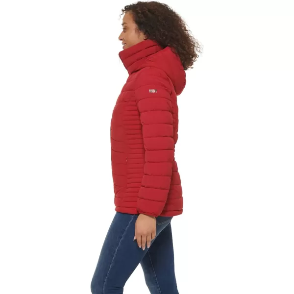 DKNY Womens Everyday Outerwear Packable Stretchy JacketRio Red