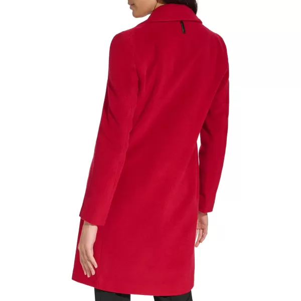 DKNY Womens Walker Wool CoatRio Red