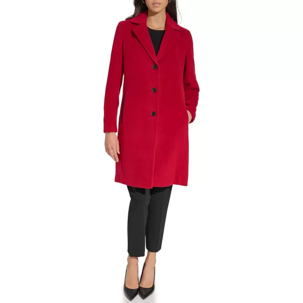 DKNY Womens Walker Wool CoatRio Red