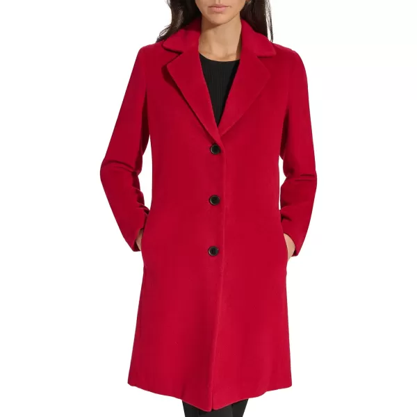DKNY Womens Walker Wool CoatRio Red