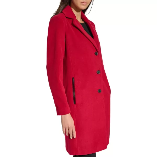 DKNY Womens Walker Wool CoatRio Red