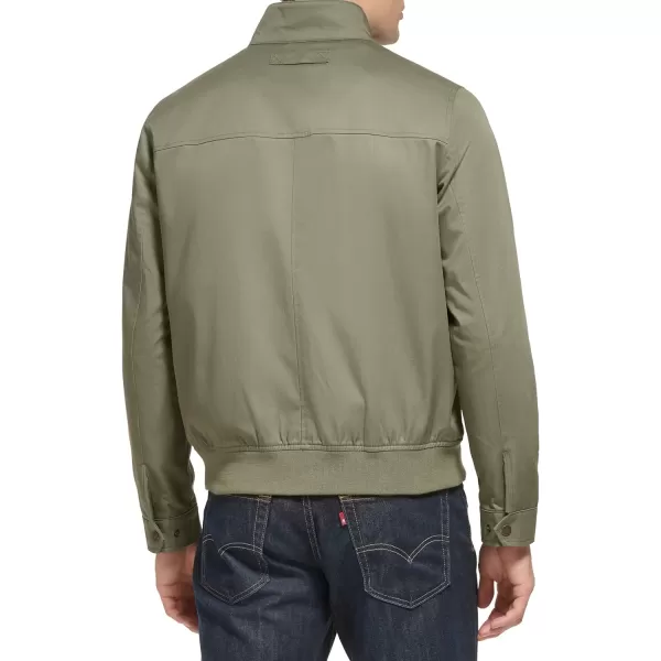 Dockers Mens Bomber Jacket with Snap Racer CollarOlive