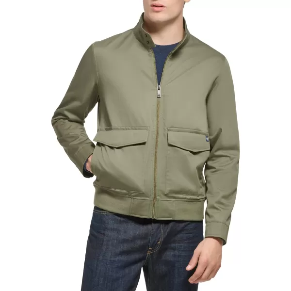 Dockers Mens Bomber Jacket with Snap Racer CollarOlive