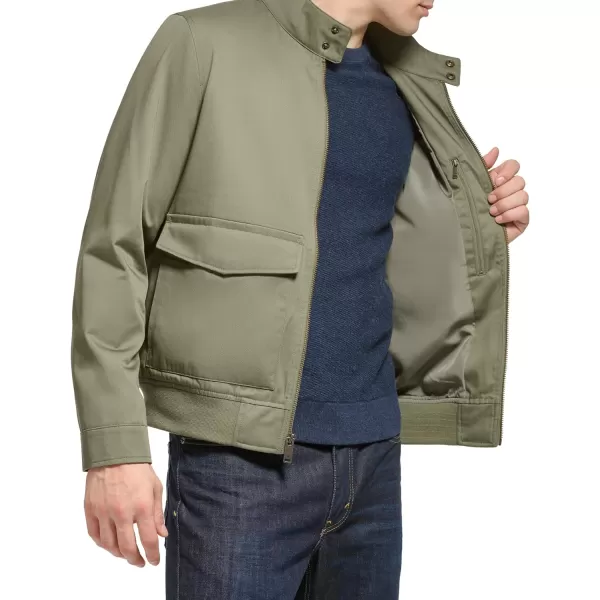 Dockers Mens Bomber Jacket with Snap Racer CollarOlive