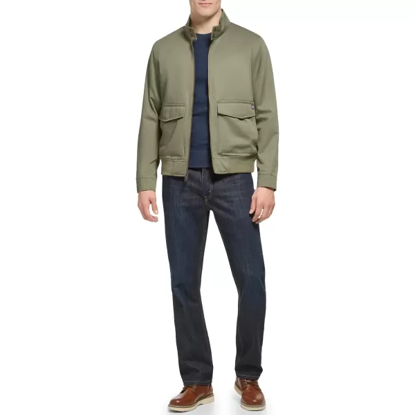 Dockers Mens Bomber Jacket with Snap Racer CollarOlive