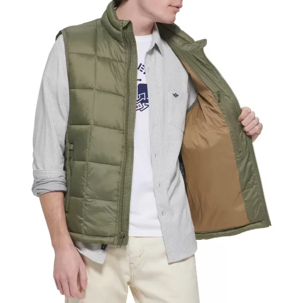 Dockers Mens Box Quilted Puffer VestOlive