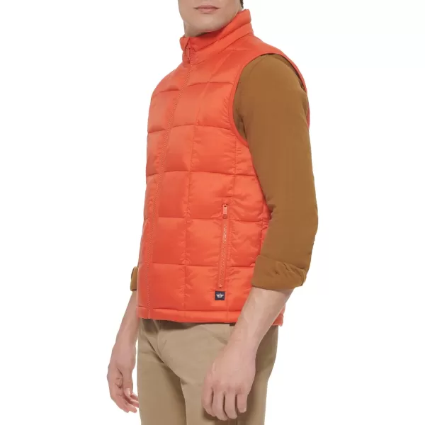 Dockers Mens Box Quilted Puffer VestRed Clay