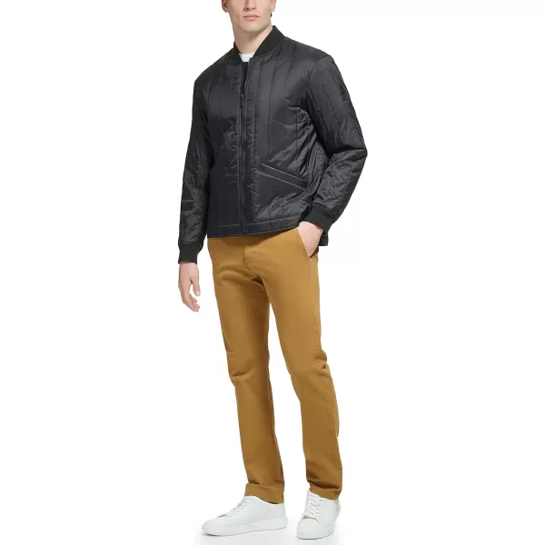 Dockers Mens Channel Quilted Open Bottom Bomber JacketBlack