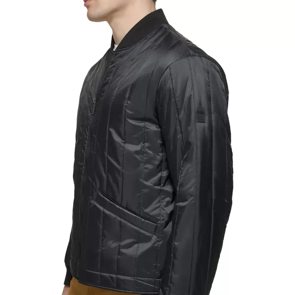 Dockers Mens Channel Quilted Open Bottom Bomber JacketBlack