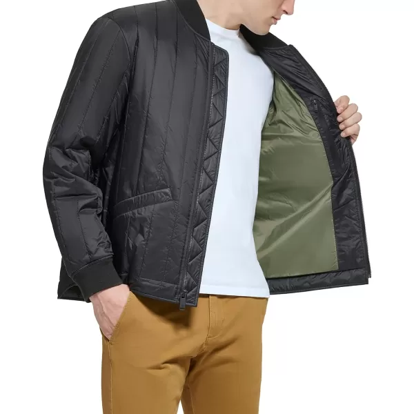 Dockers Mens Channel Quilted Open Bottom Bomber JacketBlack