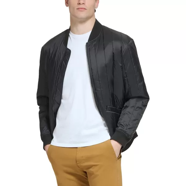 Dockers Mens Channel Quilted Open Bottom Bomber JacketBlack