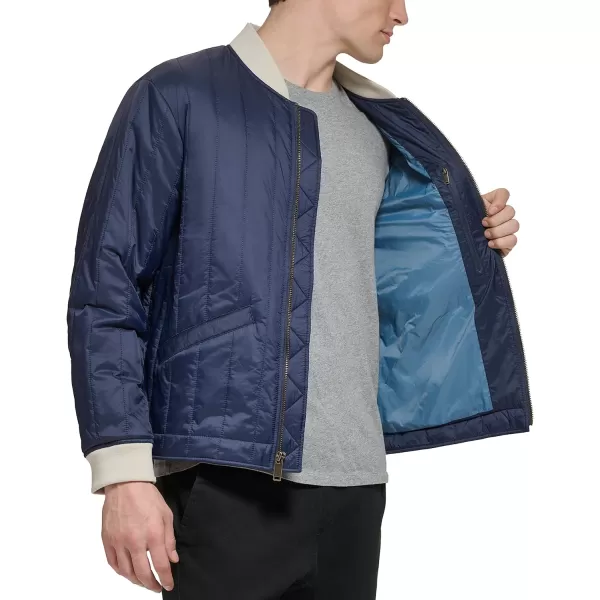 Dockers Mens Channel Quilted Open Bottom Bomber JacketNavy