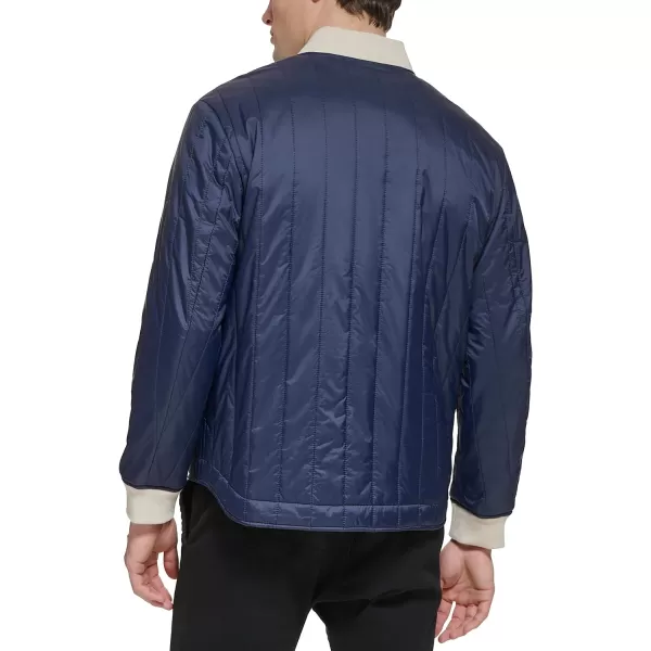 Dockers Mens Channel Quilted Open Bottom Bomber JacketNavy