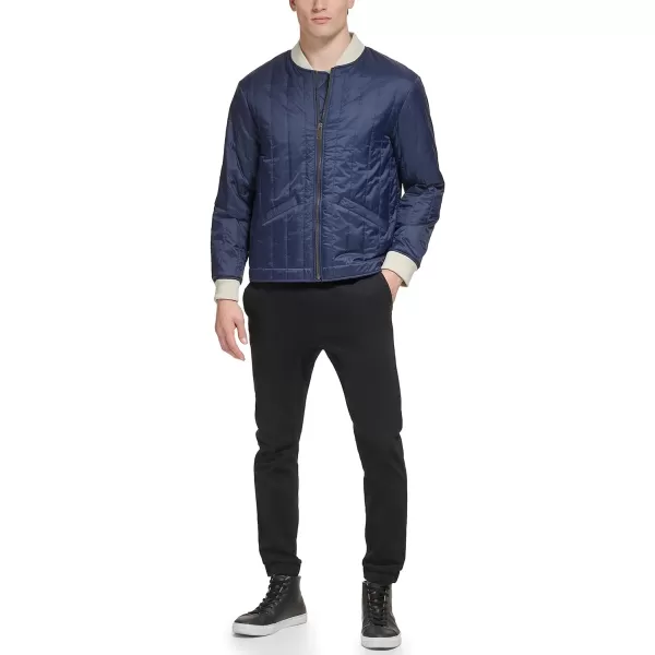 Dockers Mens Channel Quilted Open Bottom Bomber JacketNavy