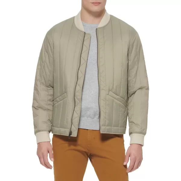 Dockers Mens Channel Quilted Open Bottom Bomber JacketSage