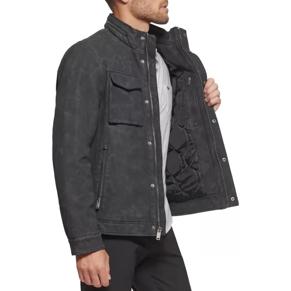 Dockers Mens Faux Leather Military JacketBlack