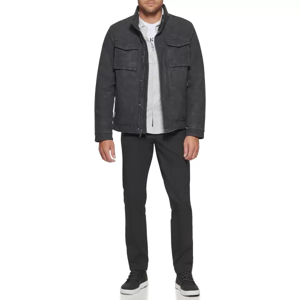 Dockers Mens Faux Leather Military JacketBlack