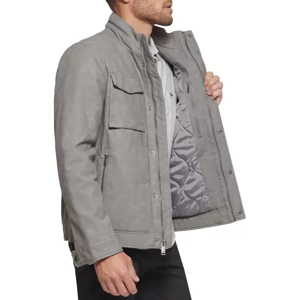 Dockers Mens Faux Leather Military JacketLight Grey