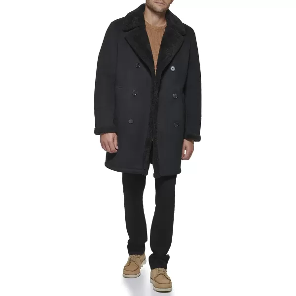 Dockers Mens Faux Shearling Midlength OvercoatBlack