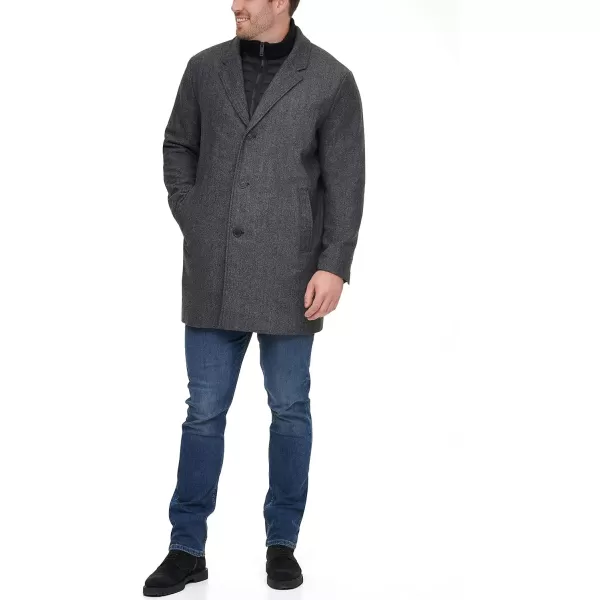 Dockers Mens Henry Wool Blend Top CoatBig amp Tall Charcoal Herringbone