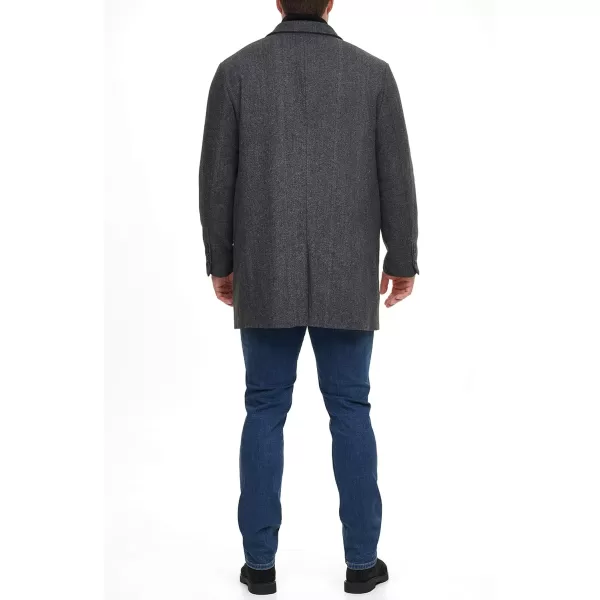 Dockers Mens Henry Wool Blend Top CoatBig amp Tall Charcoal Herringbone