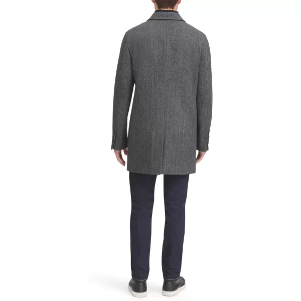 Dockers Mens Henry Wool Blend Top CoatStandard Charcoal Herringbone