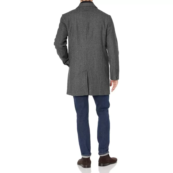 Dockers Mens Henry Wool Blend Top CoatStandard Charcoal Herringbone